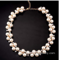 Cadena hecha a mano de novia Rhinestones completo collar de perlas joyería